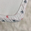 Husa saltea patuț bebe copii din bumbac 120 x 60 cm, Inimioare roz-gri (4)